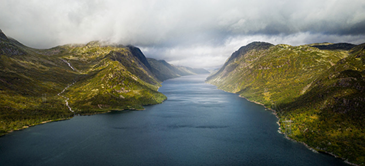 Mountains and river cloudy