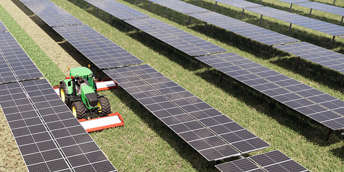 Solar panels and tractor